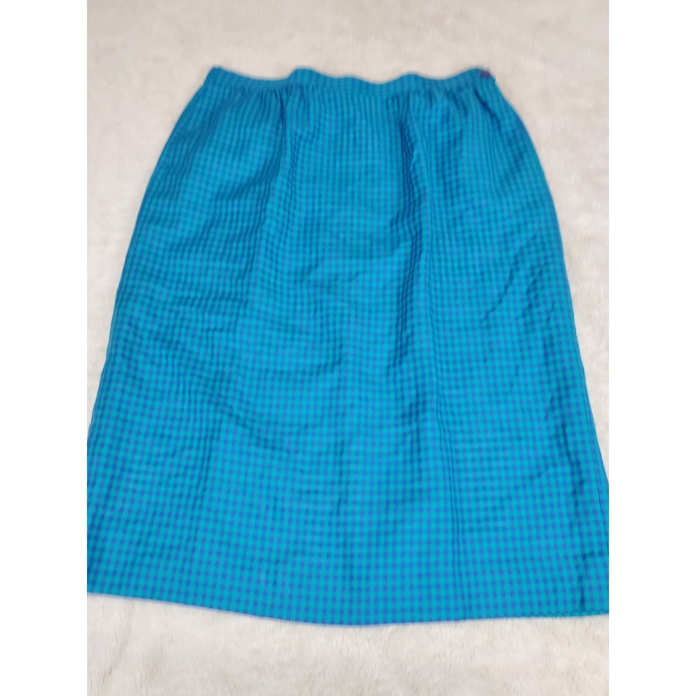 Vintage Sophisticates Pendleton Turquoise Blue Plaid Skirt 16 Bright Statement
